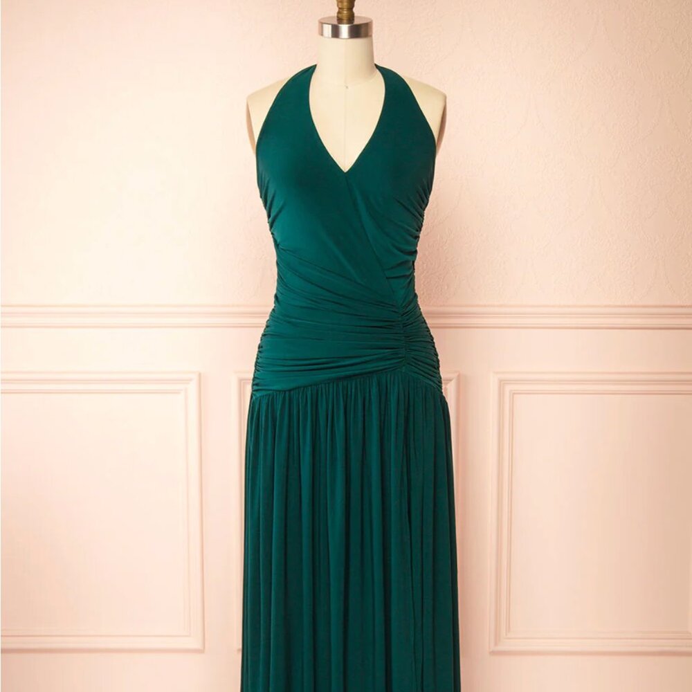 Khanita Green | Drop Waist Dress with Slit - Boutique 1861.